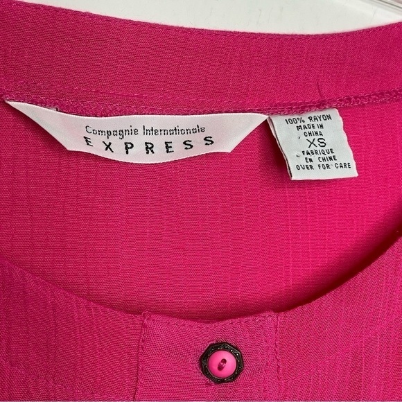 Vintage 80s 90s magenta pink oversized boxy relaxed fit short sleeve blouse top - Picture 5 of 16